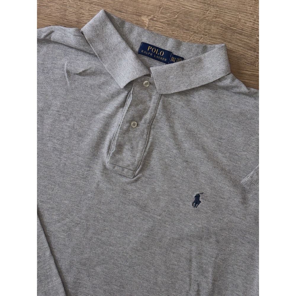 Polo Ralph Lauren Long Sleeve Polo Shirt Mens 2XLT XXL Tall Gray Cotton